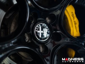 Alfa Romeo Wheel Center Caps - set of 4 - Black/ Silver - 60mm - V1